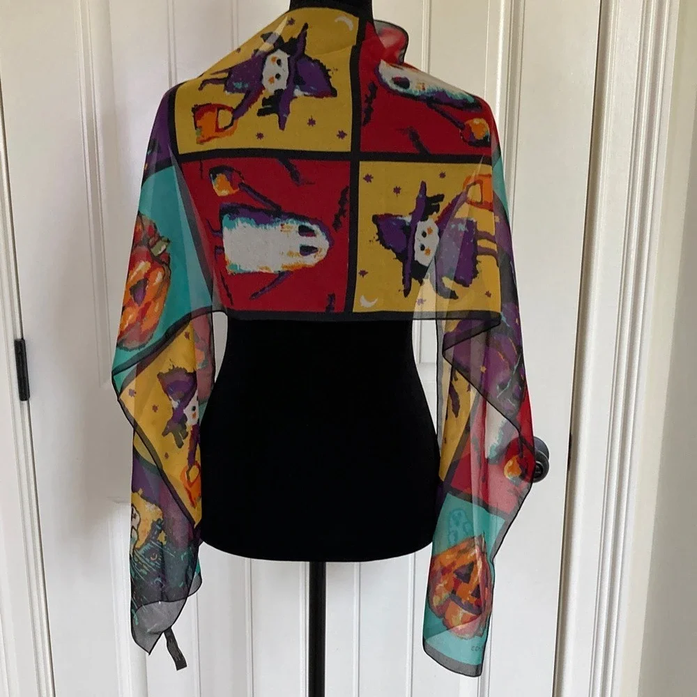 ECHO Halloween Themed‎ Vibrant Sheer Scarf 13x61 Novelty Teacher Fall